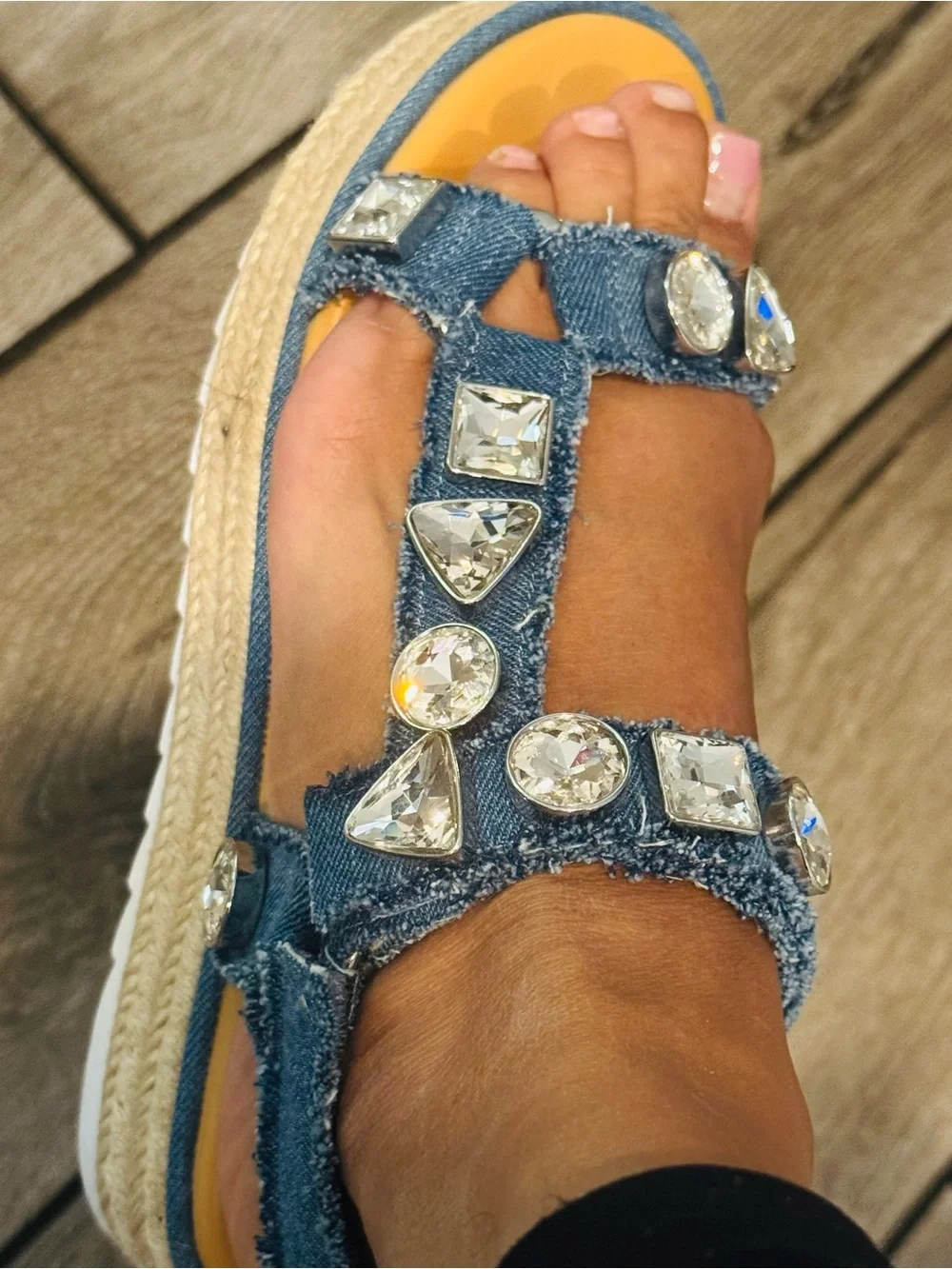 Giani Bernini Denim Blue Jeweled Strappy Sandals